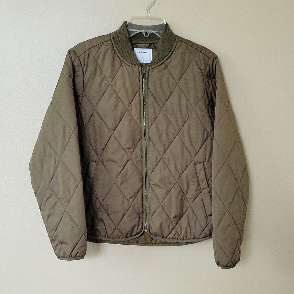 Old Navy Olive Green Quilted Puffer Jacket
